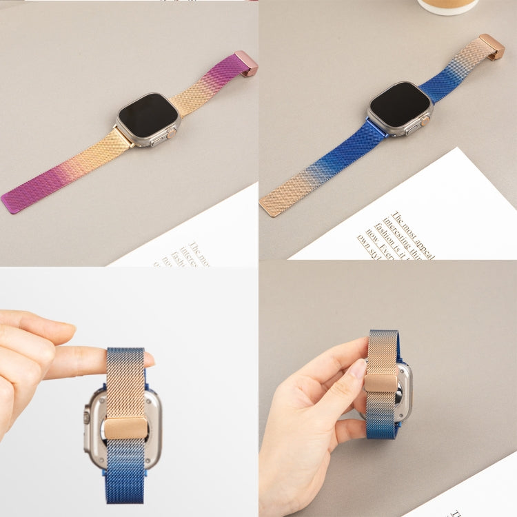 Milan Fold Buckle Metal Watch Band For Apple Watch Ultra 49mm&Watch Ultra 2 49mm / Series 9&8&7 45mm / SE 3&SE 2&6&SE&5&4 44mm / 3&2&1 42mm(Gold) - Watch Bands by buy2fix | Online Shopping UK | buy2fix