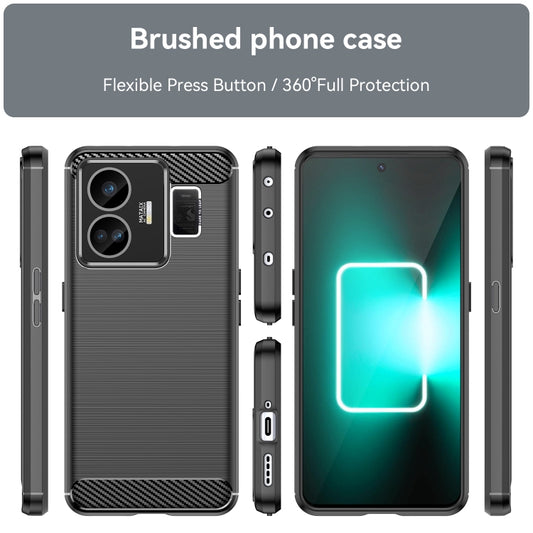 For Realme GT3 Brushed Texture Carbon Fiber TPU Phone Case(Black) - Realme Cases by buy2fix | Online Shopping UK | buy2fix