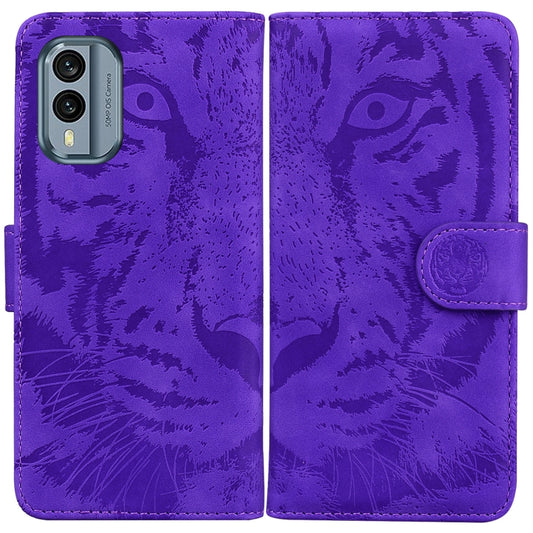 For Nokia X30 Tiger Embossing Pattern Flip Leather Phone Case(Purple) - Nokia Cases by buy2fix | Online Shopping UK | buy2fix
