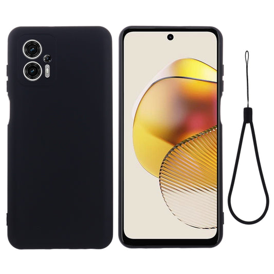 For Motorola Moto G13 / G23 Pure Color Liquid Silicone Shockproof Phone Case(Black) - Motorola Cases by buy2fix | Online Shopping UK | buy2fix