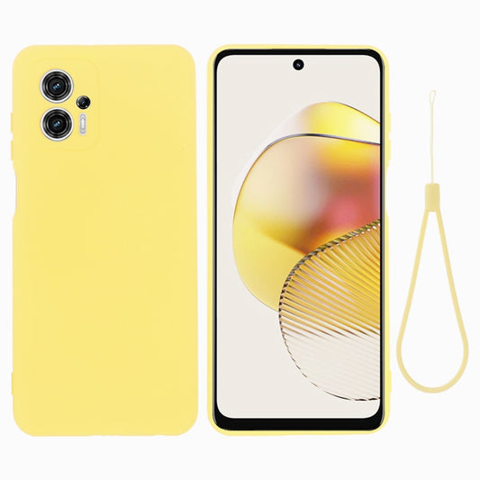 For Motorola Moto G13 / G23 Pure Color Liquid Silicone Shockproof Phone Case(Yellow) - Motorola Cases by buy2fix | Online Shopping UK | buy2fix