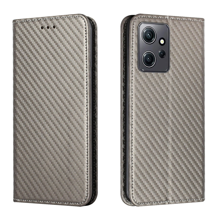For Xiaomi Redmi Note 12 4G Global Carbon Fiber Texture Magnetic Flip Leather Phone Case(Grey) by buy2fix