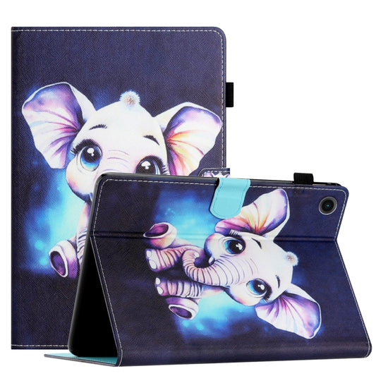 For Lenovo Tab M10 Plus 3rd Gen Coloured Drawing Stitching Smart Leather Tablet Case(Elephant) - Lenovo by buy2fix | Online Shopping UK | buy2fix