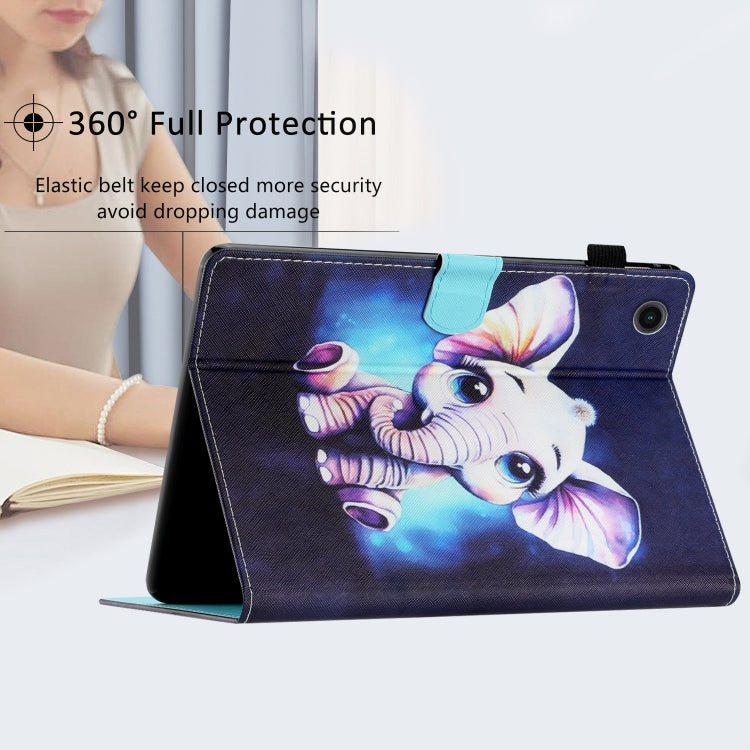 For Lenovo Tab M10 Plus 3rd Gen Coloured Drawing Stitching Smart Leather Tablet Case(Elephant) by buy2fix