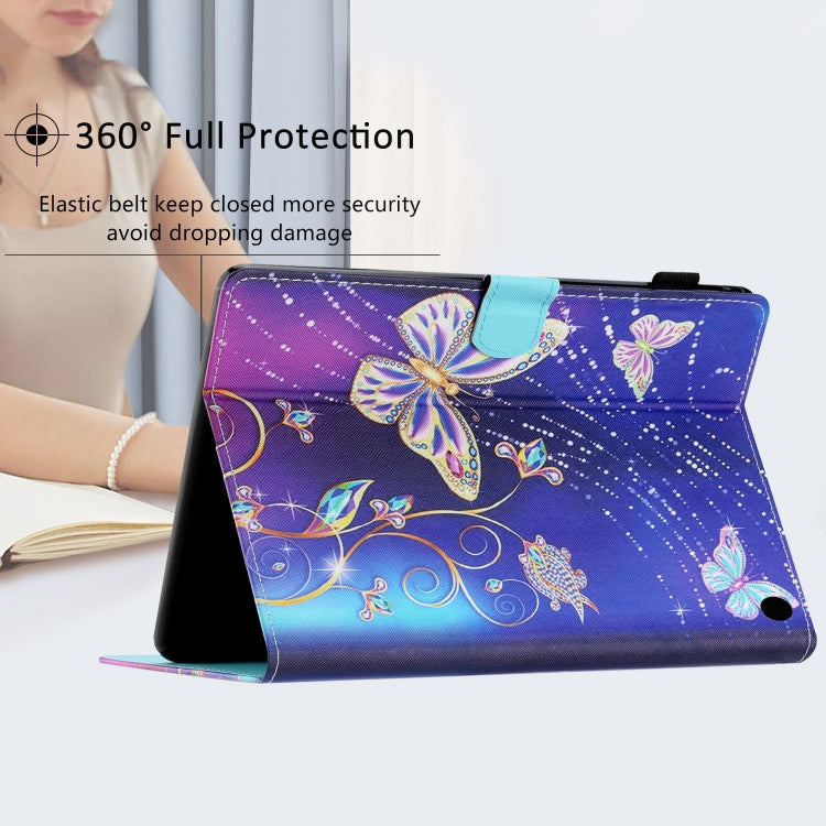 For Amazon Fire HD 8 / HD 8 Plus 2022 Coloured Drawing Stitching Smart Leather Tablet Case(Butterfly) - Amazon by buy2fix | Online Shopping UK | buy2fix
