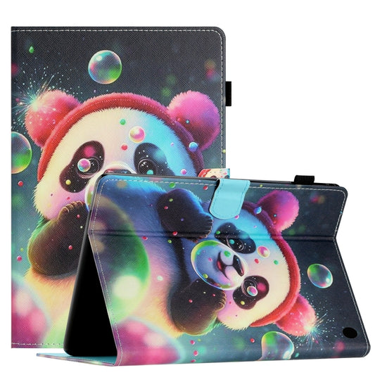 For Amazon Fire HD 8 2020 Coloured Drawing Stitching Smart Leather Tablet Case(Panda) - Amazon by buy2fix | Online Shopping UK | buy2fix