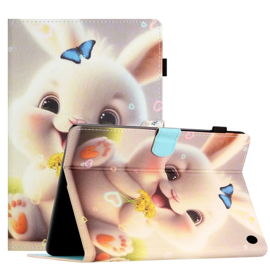 For Amazon Fire HD 10 2021 Coloured Drawing Stitching Smart Leather Tablet Case(Rabbit) - Amazon by buy2fix | Online Shopping UK | buy2fix