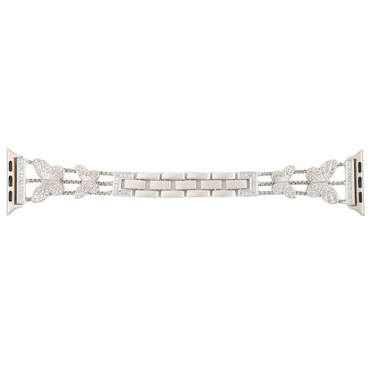 Butterfly Metal Diamond Watch Band For Apple Watch Ultra 49mm&Watch Ultra 2 49mm / Series 9&8&7 45mm / SE 3&SE 2&6&SE&5&4 44mm / 3&2&1 42mm(Starlight) - Watch Bands by buy2fix | Online Shopping UK | buy2fix