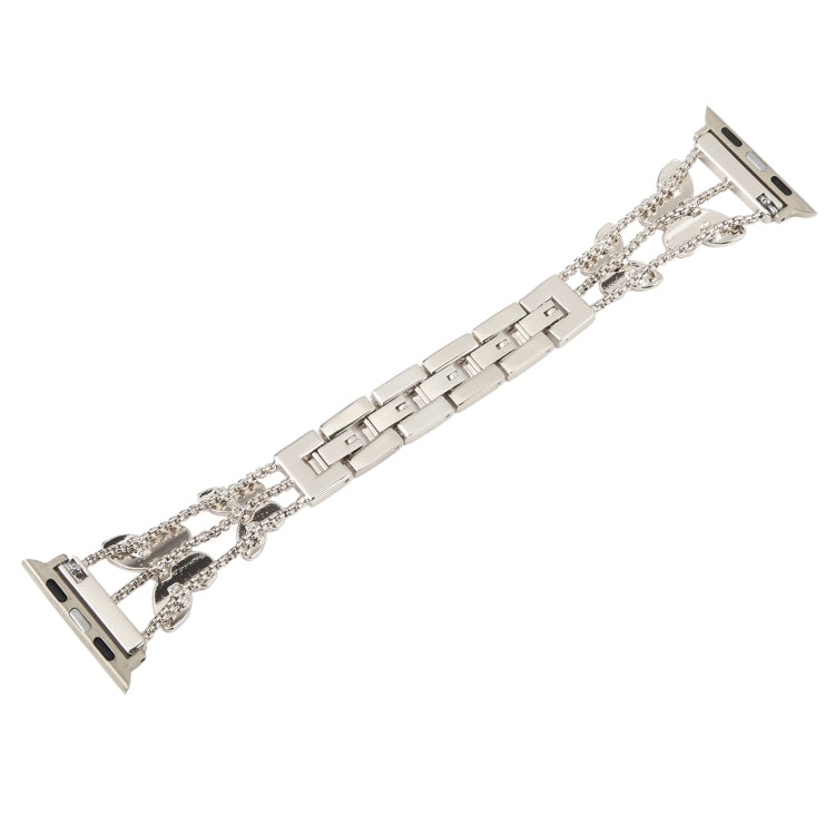 Butterfly Metal Diamond Watch Band For Apple Watch Ultra 49mm&Watch Ultra 2 49mm / Series 9&8&7 45mm / SE 3&SE 2&6&SE&5&4 44mm / 3&2&1 42mm(Starlight) - Watch Bands by buy2fix | Online Shopping UK | buy2fix