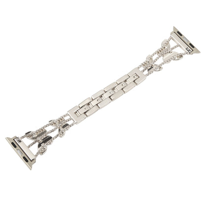Butterfly Metal Diamond Watch Band For Apple Watch Ultra 49mm&Watch Ultra 2 49mm / Series 9&8&7 45mm / SE 3&SE 2&6&SE&5&4 44mm / 3&2&1 42mm(Starlight) - Watch Bands by buy2fix | Online Shopping UK | buy2fix