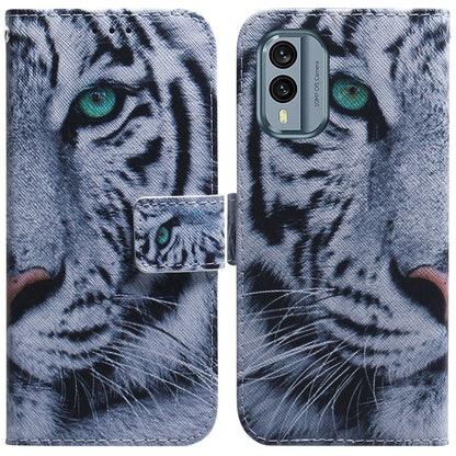For Nokia X30 Coloured Drawing Flip Leather Phone Case(Tiger) - Nokia Cases by buy2fix | Online Shopping UK | buy2fix