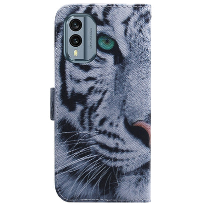 For Nokia X30 Coloured Drawing Flip Leather Phone Case(Tiger) - Nokia Cases by buy2fix | Online Shopping UK | buy2fix