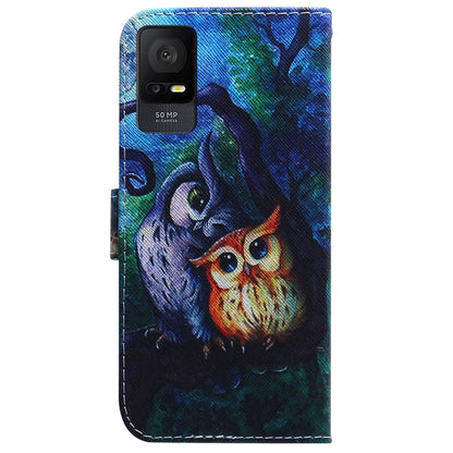 For TCL 408 Coloured Drawing Flip Leather Phone Case(Oil Painting Owl) - TCL by buy2fix | Online Shopping UK | buy2fix