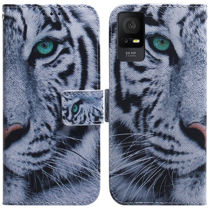 For TCL 408 Coloured Drawing Flip Leather Phone Case(Tiger) - TCL by buy2fix | Online Shopping UK | buy2fix