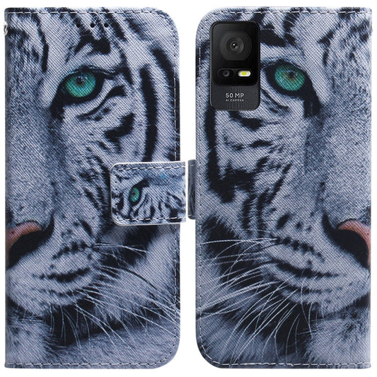 For TCL 408 Coloured Drawing Flip Leather Phone Case(Tiger) - TCL by buy2fix | Online Shopping UK | buy2fix