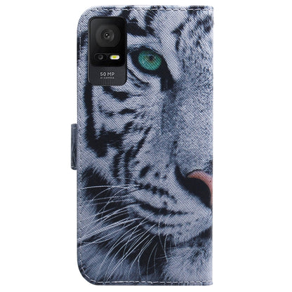 For TCL 408 Coloured Drawing Flip Leather Phone Case(Tiger) - TCL by buy2fix | Online Shopping UK | buy2fix