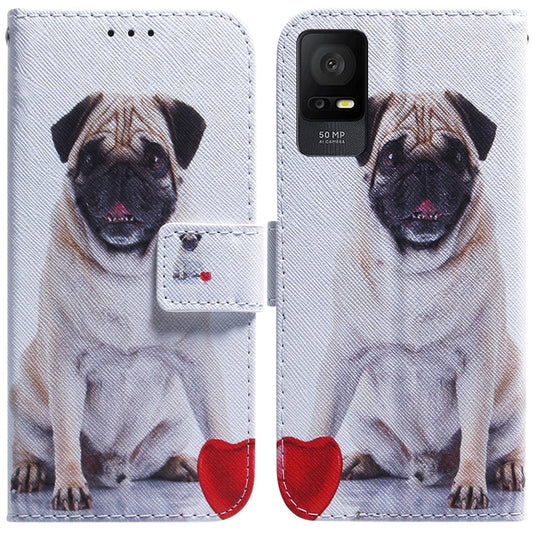 For TCL 408 Coloured Drawing Flip Leather Phone Case(Pug) - TCL by buy2fix | Online Shopping UK | buy2fix