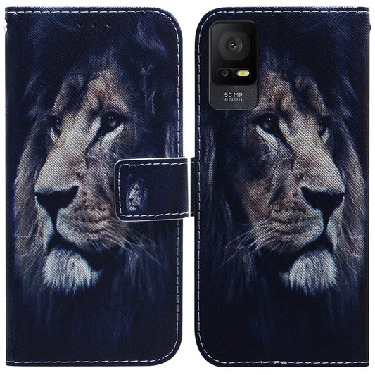 For TCL 408 Coloured Drawing Flip Leather Phone Case(Lion) - TCL by buy2fix | Online Shopping UK | buy2fix