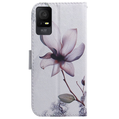 For TCL 408 Coloured Drawing Flip Leather Phone Case(Magnolia) - TCL by buy2fix | Online Shopping UK | buy2fix