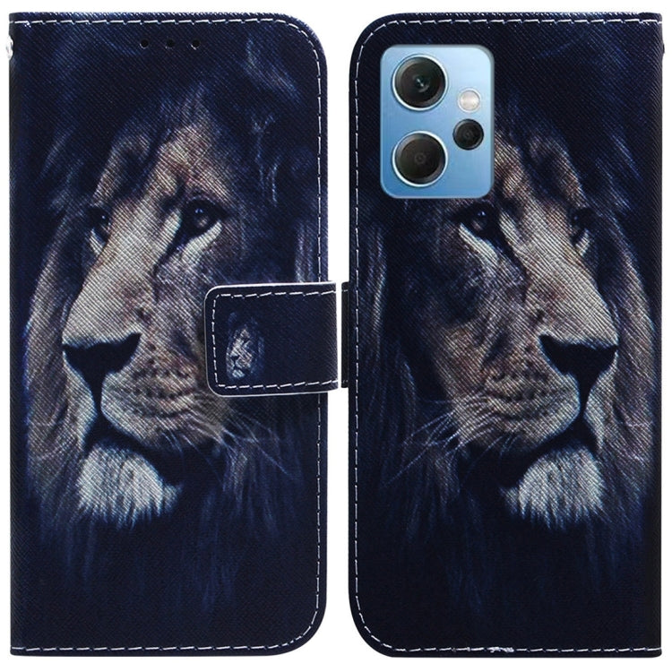 For Xiaomi Redmi Note 12 4G Global Coloured Drawing Flip Leather Phone Case(Lion) by buy2fix