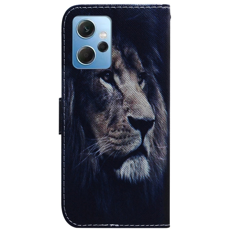For Xiaomi Redmi Note 12 4G Global Coloured Drawing Flip Leather Phone Case(Lion) by buy2fix