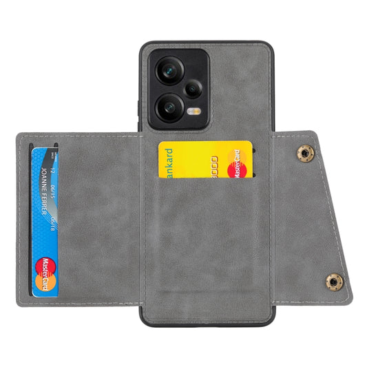 For Xiaomi Redmi Note 12 Pro+ 5G Global Double Buckle Magnetic Phone Case(Grey) by buy2fix
