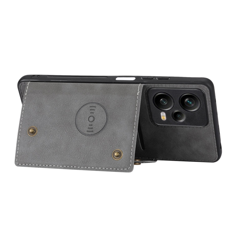 For Xiaomi Redmi Note 12 Pro+ 5G Global Double Buckle Magnetic Phone Case(Grey) by buy2fix