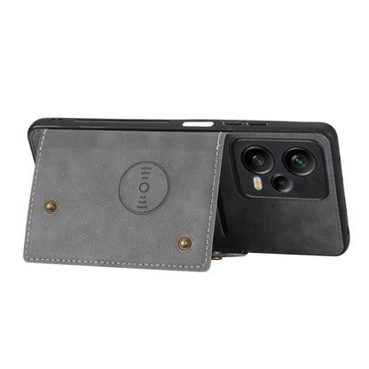 For Xiaomi Redmi Note 12 Pro+ 5G Global Double Buckle Magnetic Phone Case(Grey) by buy2fix