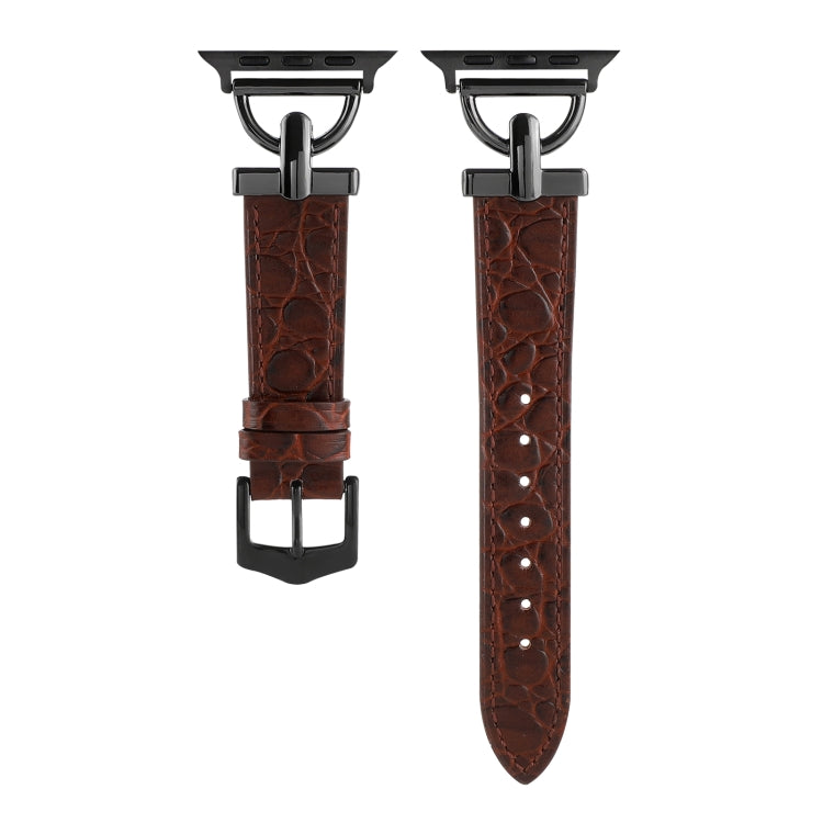 D-Buckle Cocodile Genuine Leather Watch Band For Apple Watch Ultra 49mm&Watch Ultra 2 49mm / Series 9&8&7 45mm / SE 3&SE 2&6&SE&5&4 44mm / 3&2&1 42mm(Coffee) - Watch Bands by buy2fix | Online Shopping UK | buy2fix
