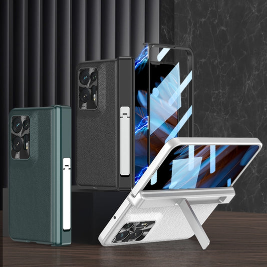 For OPPO Find N2 GKK Magnetic Hinge Flip Leather Phone Case with Holder(Green) - OPPO Cases by GKK | Online Shopping UK | buy2fix