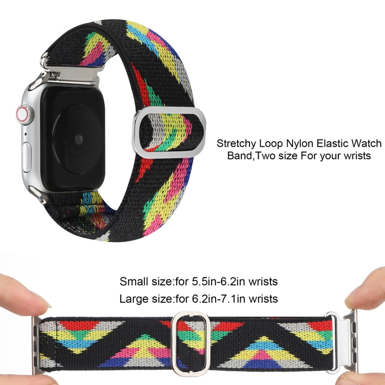 For Apple Watch Ultra 49mm&Watch Ultra 2 49mm / Series 9&8&7 45mm / SE 3&SE 2&6&SE&5&4 44mm / 3&2&1 42mm Buckle Elastic Nylon Watch Band(Yellow Red) - Watch Bands by buy2fix | Online Shopping UK | buy2fix