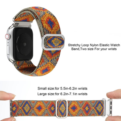 For Apple Watch Series 9&8&7 41mm / SE 3&SE 2&6&SE&5&4 40mm / 3&2&1 38mm Buckle Elastic Nylon Watch Band(Orange Rhombus) - Watch Bands by buy2fix | Online Shopping UK | buy2fix
