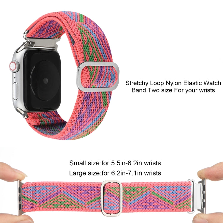 For Apple Watch Series 9&8&7 41mm / SE 3&SE 2&6&SE&5&4 40mm / 3&2&1 38mm Buckle Elastic Nylon Watch Band(Rose Red) - Watch Bands by buy2fix | Online Shopping UK | buy2fix