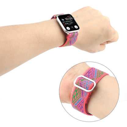 For Apple Watch Series 9&8&7 41mm / SE 3&SE 2&6&SE&5&4 40mm / 3&2&1 38mm Buckle Elastic Nylon Watch Band(Rose Red) - Watch Bands by buy2fix | Online Shopping UK | buy2fix