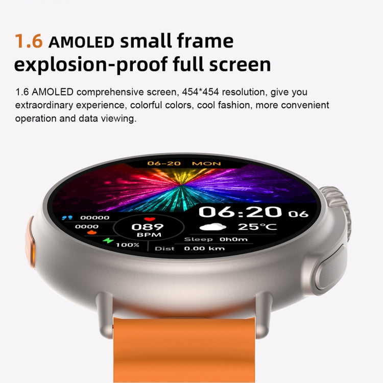 MT30 1.6 inch HD Screen TPU Strap Smart Watch Supports Voice Calls/Blood Oxygen Monitoring(Orange) by buy2fix