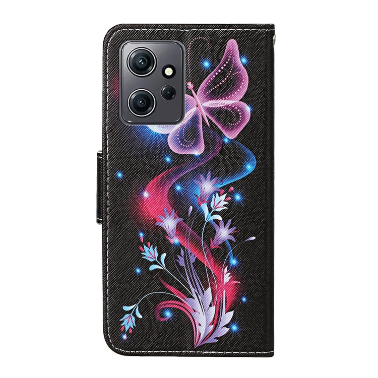 For Xiaomi Redmi Note 12 4G Global Colored Drawing Pattern Flip Leather Phone Case(Fluorescent Butterfly) by buy2fix