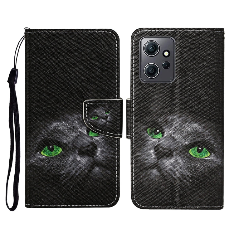 For Xiaomi Redmi Note 12 4G Global Colored Drawing Pattern Flip Leather Phone Case(Black Cat) by buy2fix
