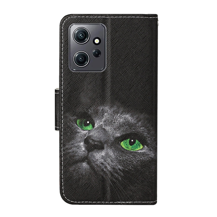 For Xiaomi Redmi Note 12 4G Global Colored Drawing Pattern Flip Leather Phone Case(Black Cat) by buy2fix