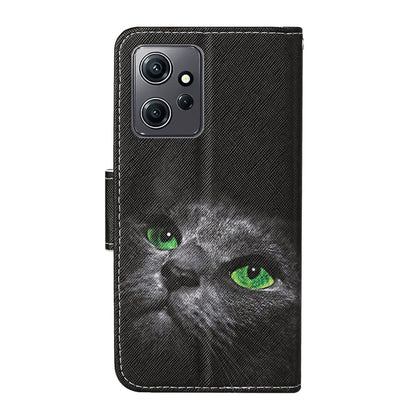 For Xiaomi Redmi Note 12 4G Global Colored Drawing Pattern Flip Leather Phone Case(Black Cat) by buy2fix