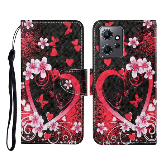 For Xiaomi Redmi Note 12 4G Global Colored Drawing Pattern Flip Leather Phone Case(Red Heart) by buy2fix