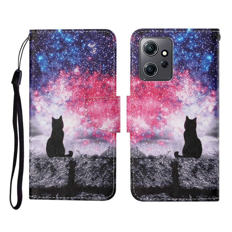For Xiaomi Redmi Note 12 4G Global Colored Drawing Pattern Flip Leather Phone Case(Star Sky Cat) by buy2fix
