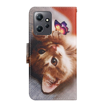 For Xiaomi Redmi Note 12 4G Global Colored Drawing Pattern Flip Leather Phone Case(Butterfly Cat) by buy2fix