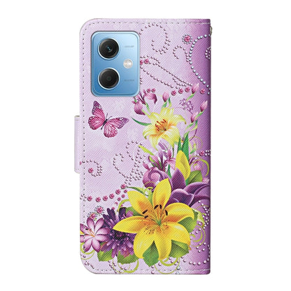 For Xiaomi Redmi Note 12 5G Global/Poco X5 Colored Drawing Pattern Flip Leather Phone Case(Yellow Flower Butterfly) by buy2fix