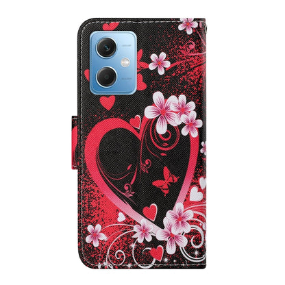 For Xiaomi Redmi Note 12 5G Global/Poco X5 Colored Drawing Pattern Flip Leather Phone Case(Red Heart) by buy2fix