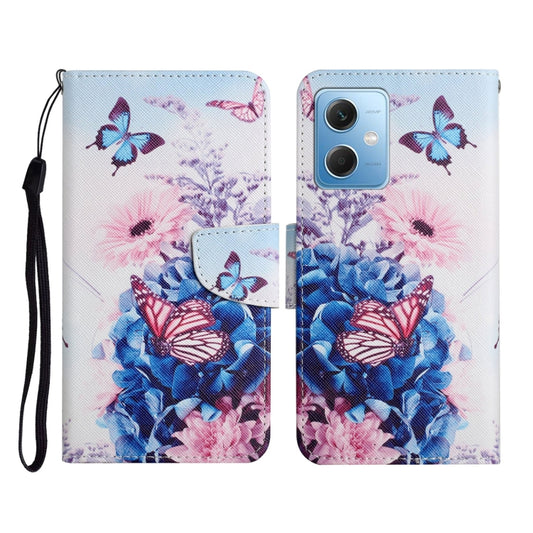For Xiaomi Redmi Note 12 5G Global/Poco X5 Colored Drawing Pattern Flip Leather Phone Case(Purple Butterfly) by buy2fix