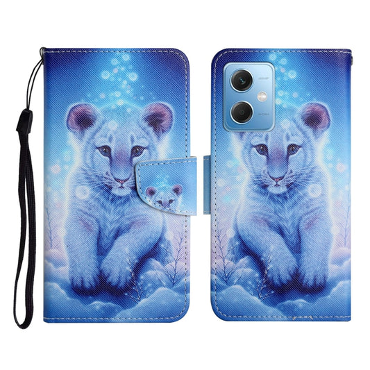 For Xiaomi Redmi Note 12 5G Global/Poco X5 Colored Drawing Pattern Flip Leather Phone Case(Little Leopard) by buy2fix