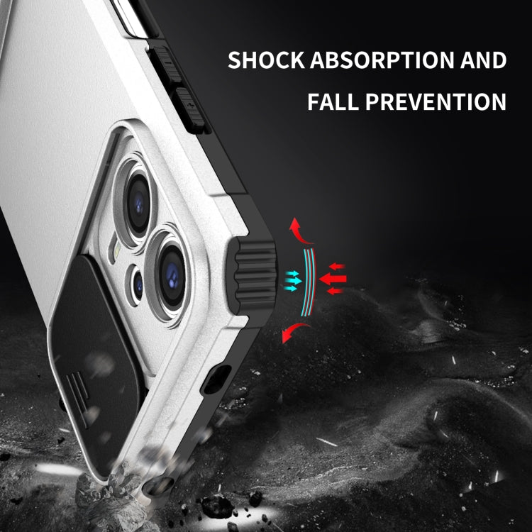 For Xiaomi Redmi Note 12 5G / Poco X5 Stereoscopic Holder Sliding Camshield Phone Case(White) by buy2fix