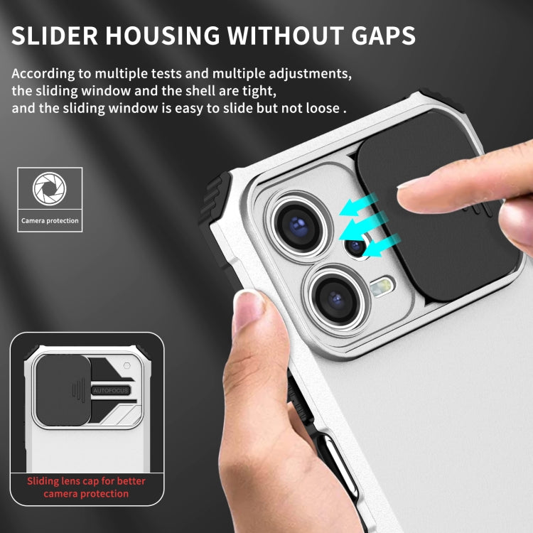 For Xiaomi Redmi Note 12 5G / Poco X5 Stereoscopic Holder Sliding Camshield Phone Case(White) by buy2fix