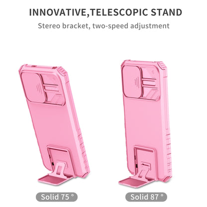 For Xiaomi Redmi Note 12 5G / Poco X5 Stereoscopic Holder Sliding Camshield Phone Case(Pink) by buy2fix