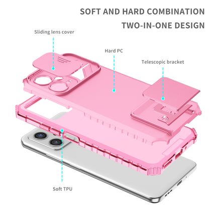 For Xiaomi Redmi Note 12 5G / Poco X5 Stereoscopic Holder Sliding Camshield Phone Case(Pink) by buy2fix